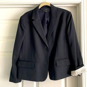 Never Worn Ann Taylor Navy Blazer Adorned with Tiny Dots. Full Lined.